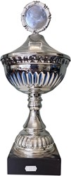 Zilveren beker met blauw accent op=op